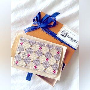 Authentic Louis Vuitton Damier Azur studded cardholder